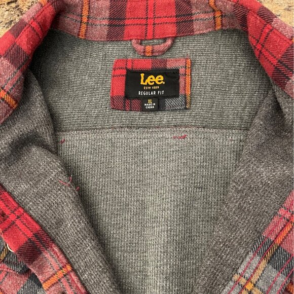 Lee Mens Flannel Shirt Jacket XL Plaid Thermal Lined Shacket Rugged Cabincore - Picture 8 of 11